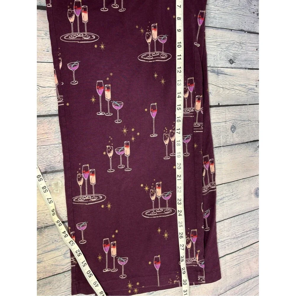 Soma Purple Champagne Toast Cheers Loungewear Holiday Cabincore Pajamas Set M